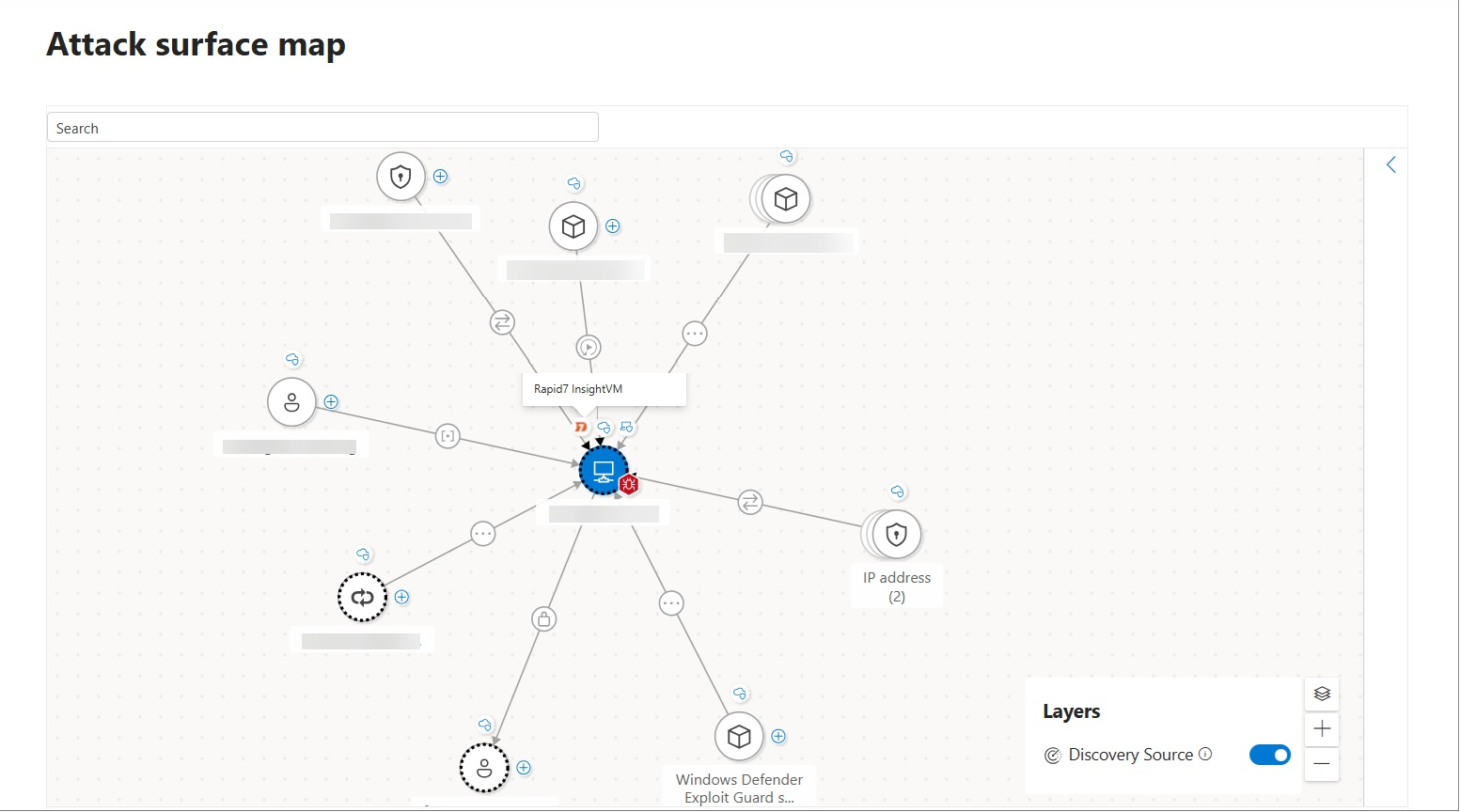 Screenshot of the attack surface exposure map.